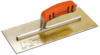 Golden stainless steel finishing trowels with Soft Grip